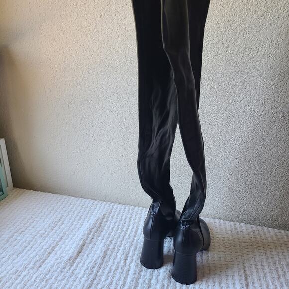 ZARA Black Faux Leather Boots Women's Size EU 38 US Size 7.5 - Picture 3 of 10